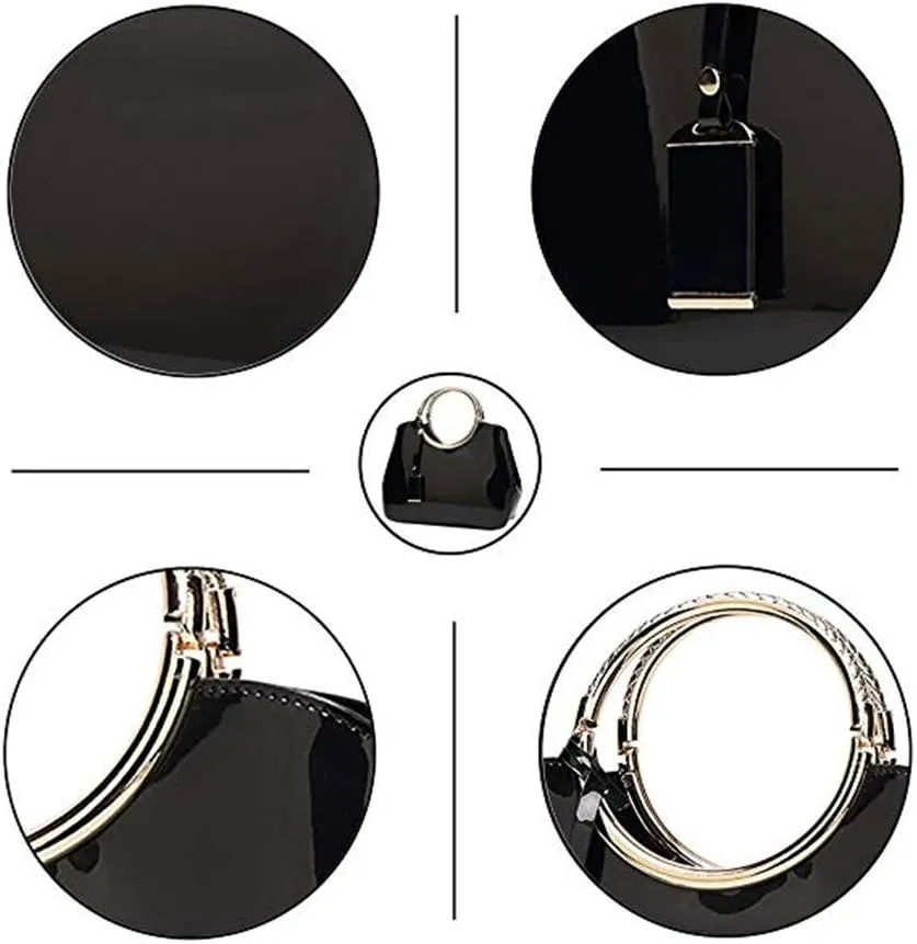 Women Handbags, Ladies Top Handle Bags, Patent Leather Stylish Tote Shoulder Bags Purse for Work, Wedding, Shopping, Dating