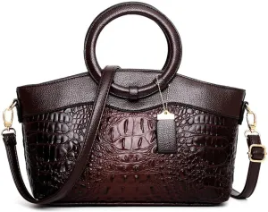 Women Handbags Tote Bags PU Leather Crocodile Pattern Purse Top Circular Handle Handbag Ladies Satchel Shoulder Bag