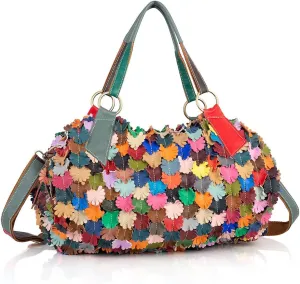Women Multicolor Hobo Handbag Multi-Floral Tote Purse Leather Shoulder Satchels