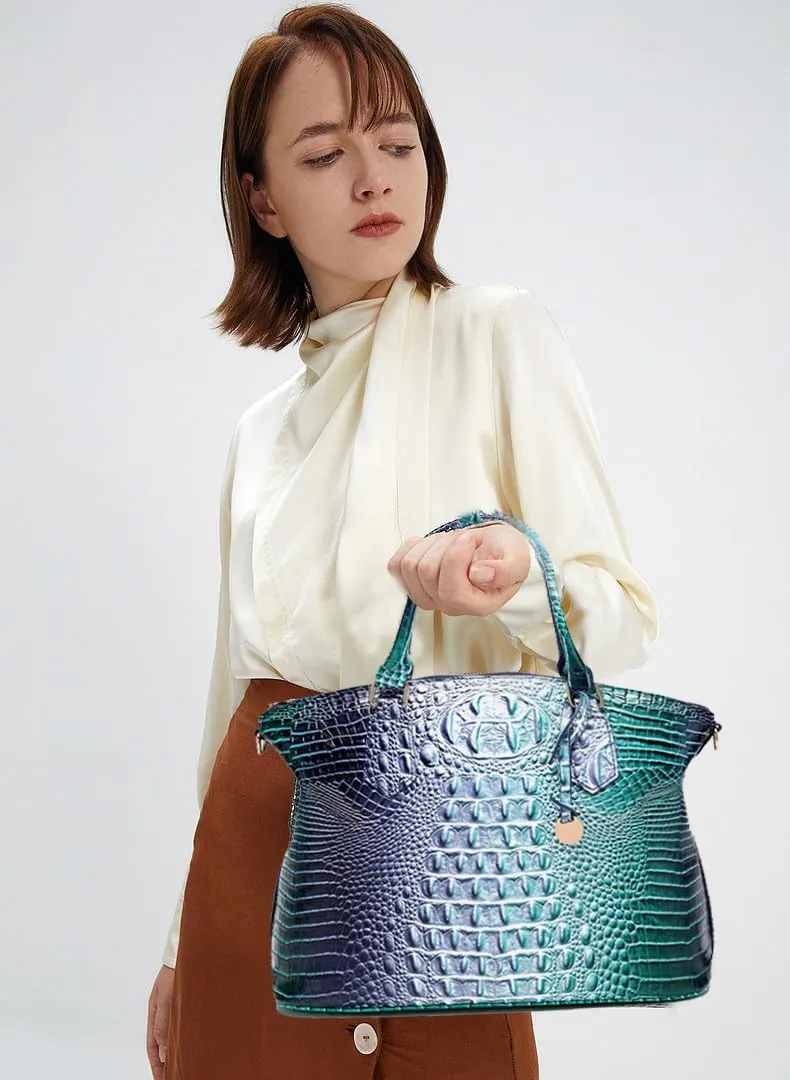 Women Purse Satchel Bag Long Crossbody Classy Tote Bag Top Handle Vegan Leather Ladies Handbags Embossed Pattern