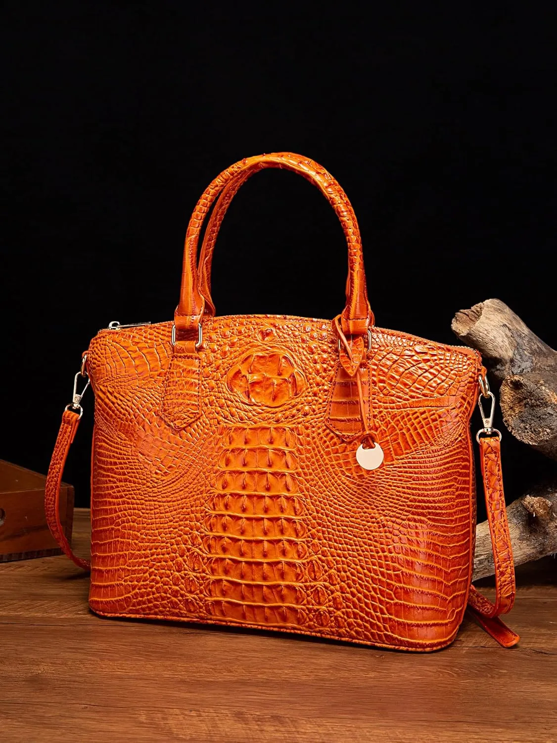 Women Purse Satchel Bag Long Crossbody Classy Tote Bag Top Handle Vegan Leather Ladies Handbags Embossed Pattern