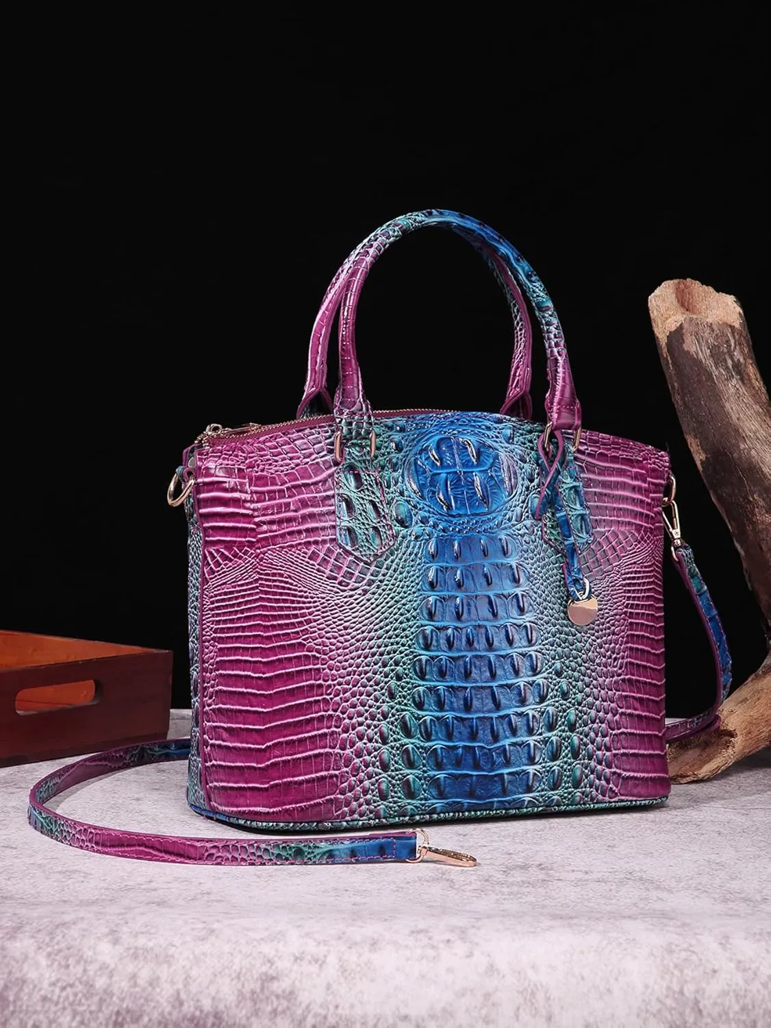 Women Purse Satchel Bag Long Crossbody Classy Tote Bag Top Handle Vegan Leather Ladies Handbags Embossed Pattern
