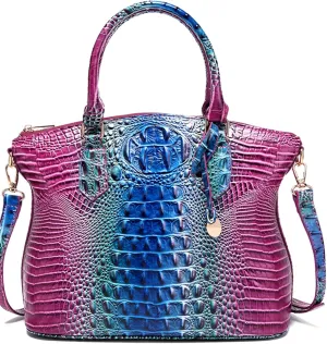 Women Purse Satchel Bag Long Crossbody Classy Tote Bag Top Handle Vegan Leather Ladies Handbags Embossed Pattern