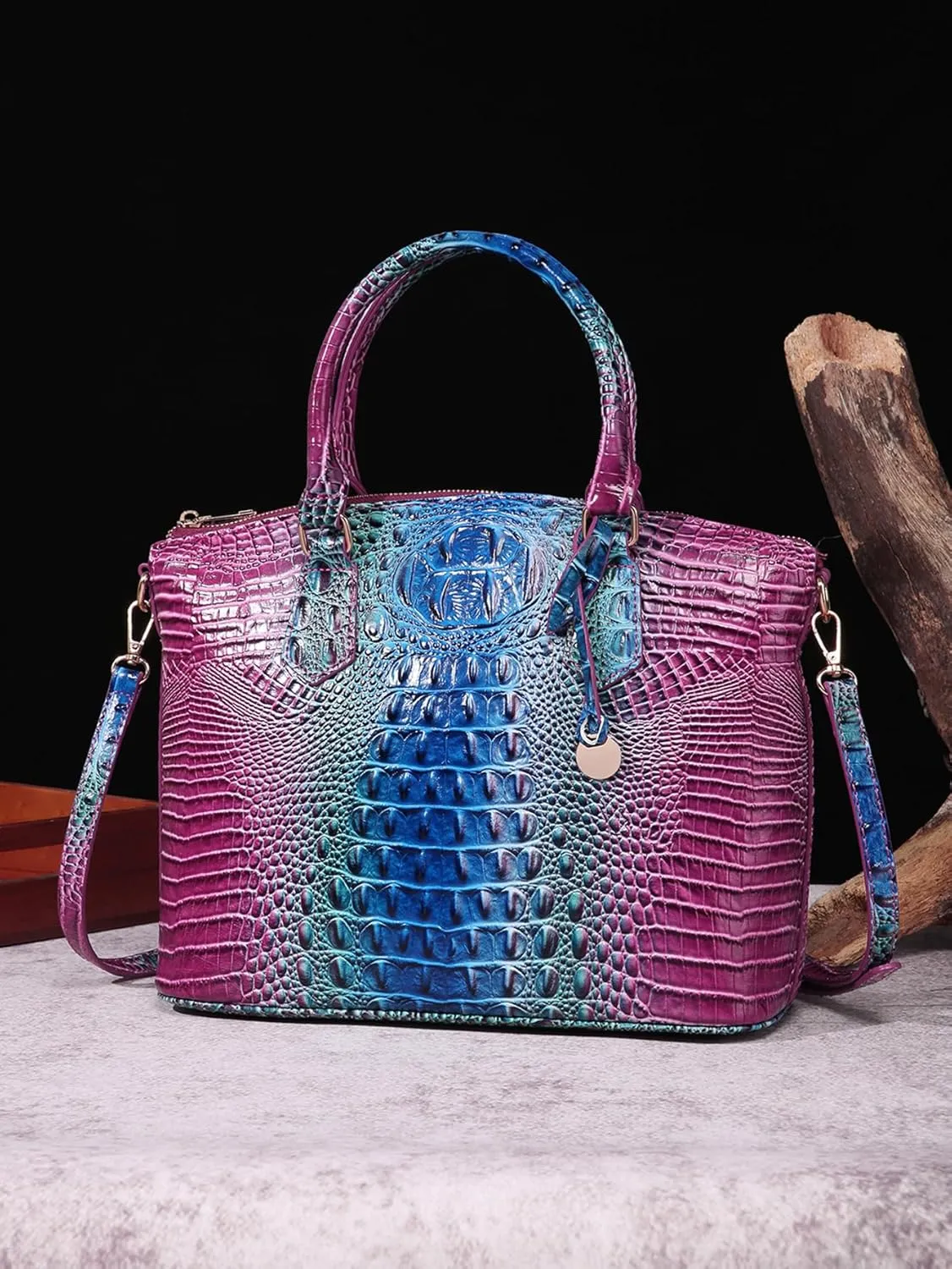 Women Purse Satchel Bag Long Crossbody Classy Tote Bag Top Handle Vegan Leather Ladies Handbags Embossed Pattern