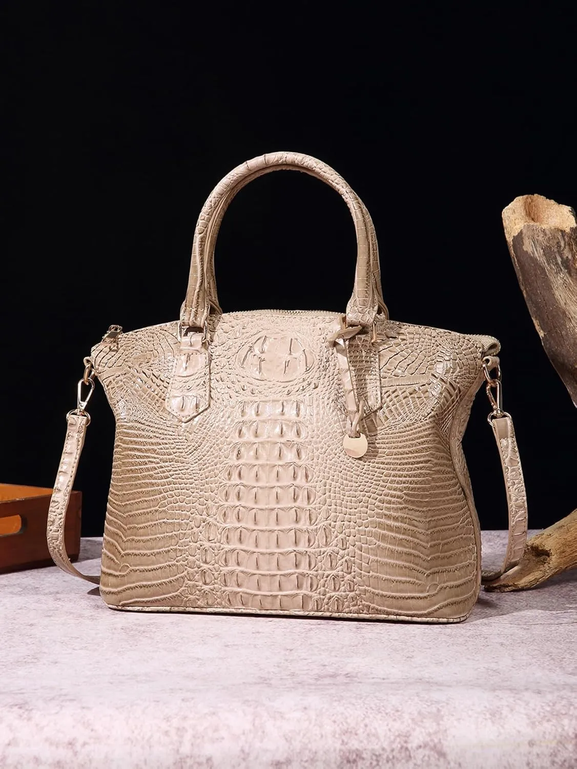 Women Purse Satchel Bag Long Crossbody Classy Tote Bag Top Handle Vegan Leather Ladies Handbags Embossed Pattern