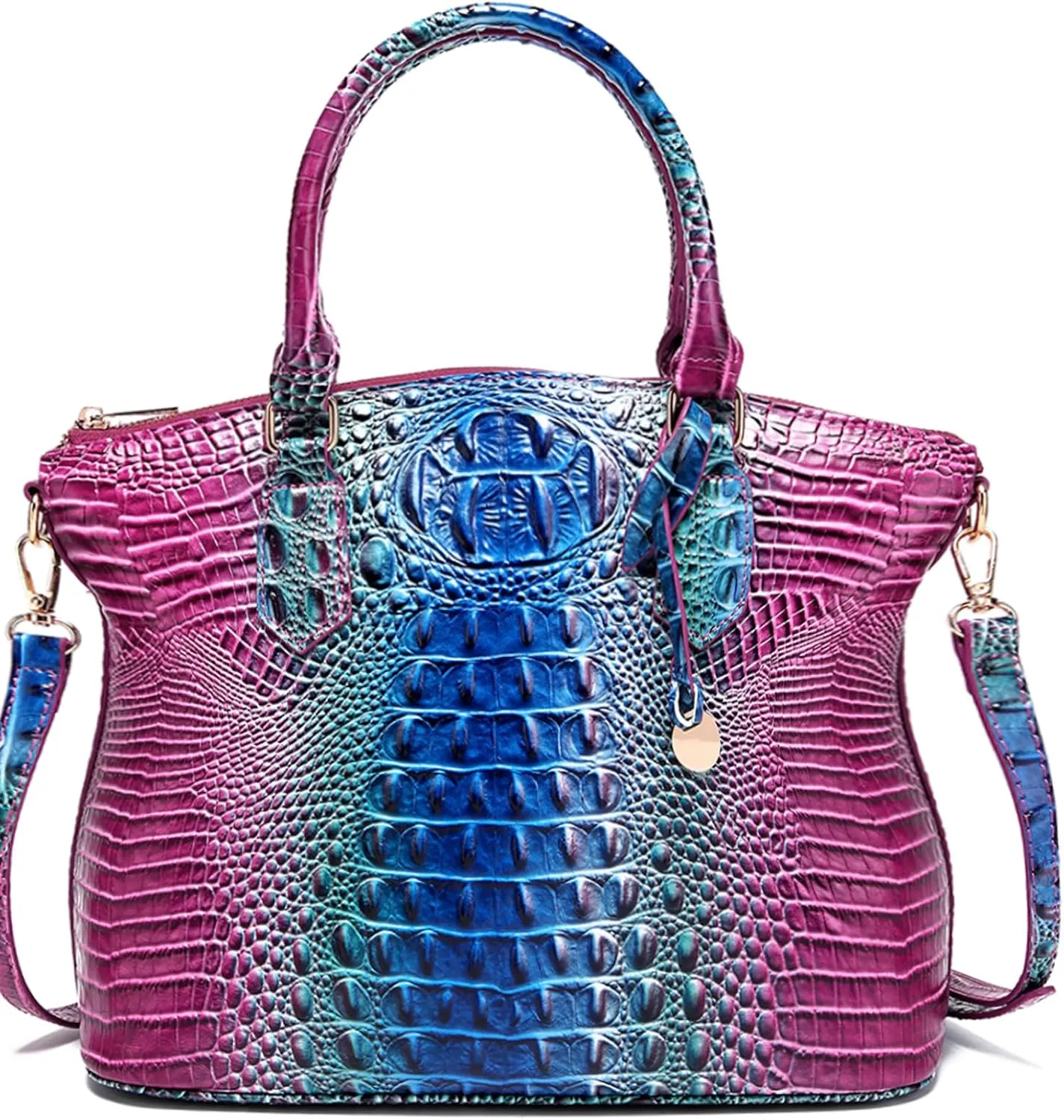 Women Purse Satchel Bag Long Crossbody Classy Tote Bag Top Handle Vegan Leather Ladies Handbags Embossed Pattern