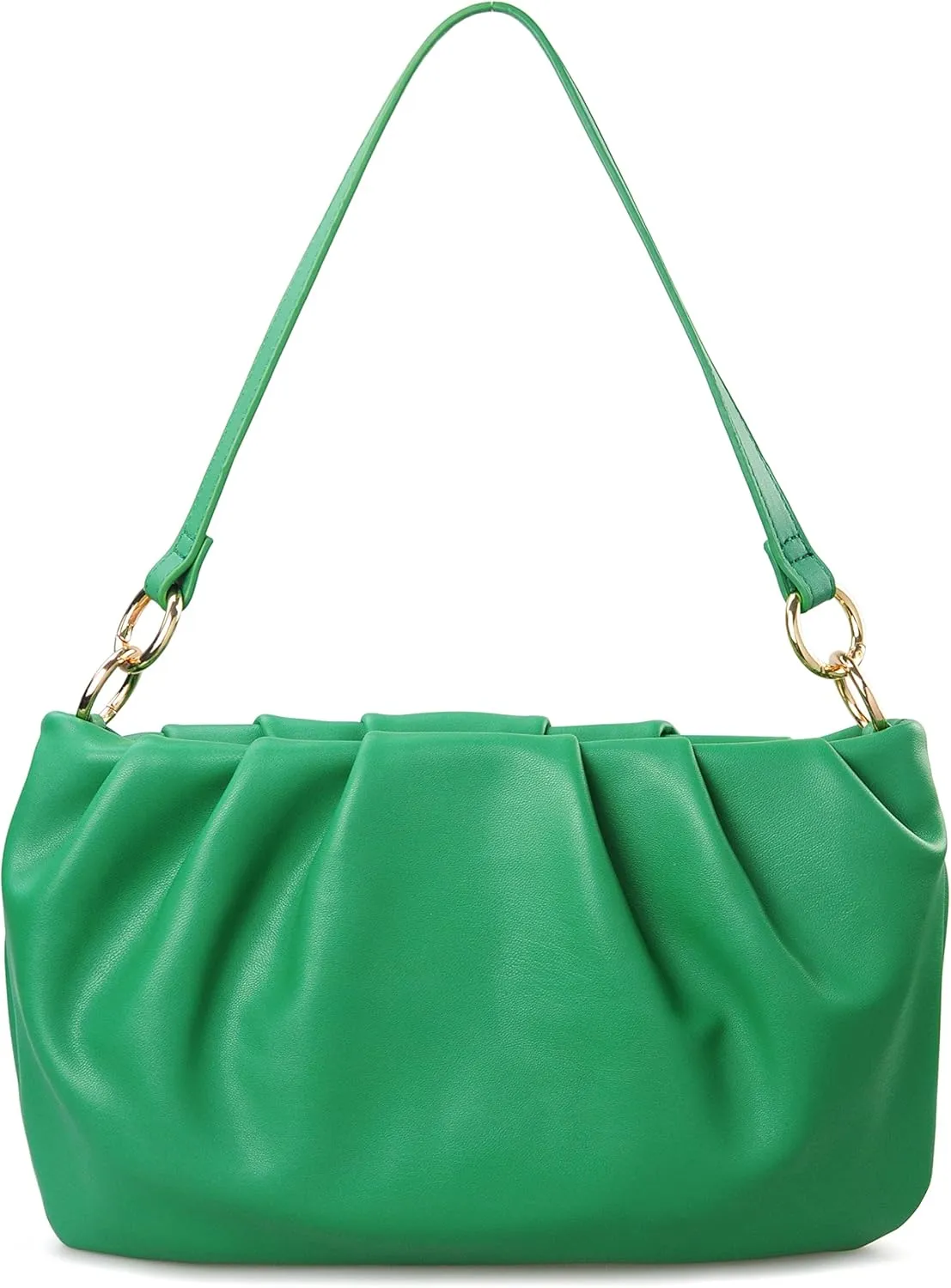 Women Ruched Shoulder Handbag Cloud Pouch Hobo Bag Convertible Clutch Soft Vegan Leather Cross body Bag