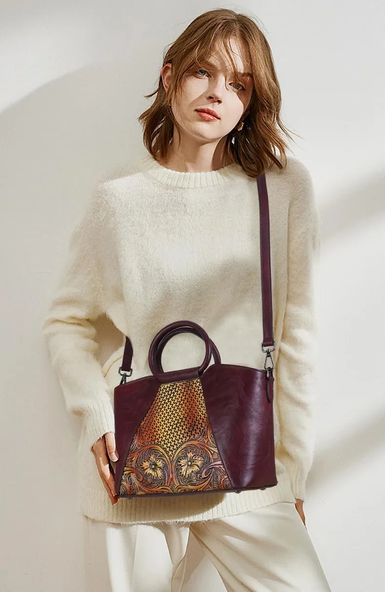 Women Satchel Handbags Crossbody Bag Top Handle Purse Medium Tote Bag Leather Shoulder Bag