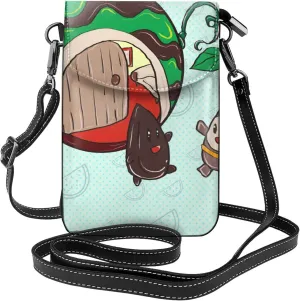 women Small Cell Phone Purse Sunflower seeds watermelon seeds pattern Soft, durable and waterproof PU leather Convenient for daily use and travel
