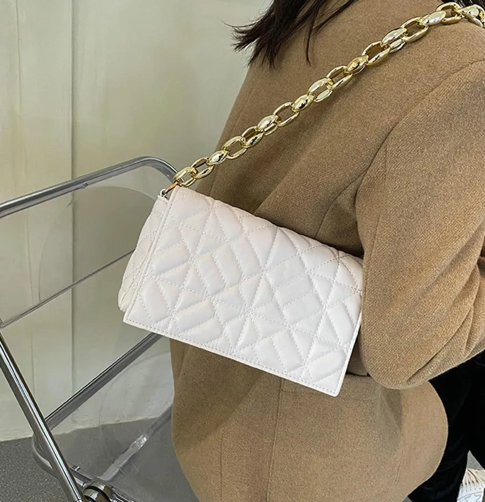 Women Small Quilted Crossbody Bags Stylish Designer Evening Bag Clutch Purses and Handbags with Chain Shoulder Strap