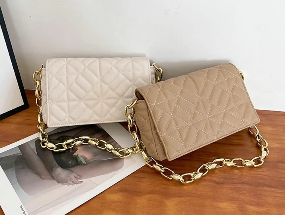 Women Small Quilted Crossbody Bags Stylish Designer Evening Bag Clutch Purses and Handbags with Chain Shoulder Strap