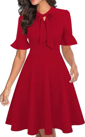 Women Summer Floral Ruffle Sleeve Wear to Work Church Wedding Guest Party Dresses