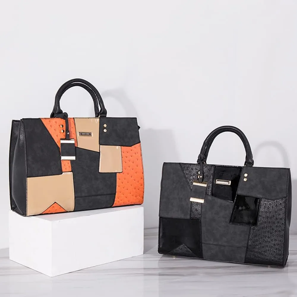 Women Tote Bags Fashion Briefcase Bag Color Patchwork Leather Satchel Handbags Large Totes Purse Shoulder Bag
