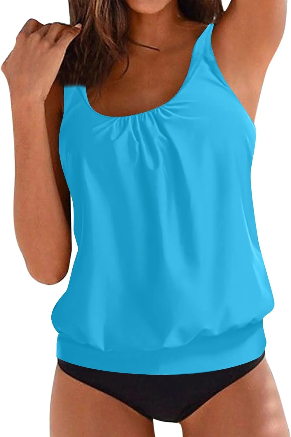 Womens 2 Piece Swimsuits with Boy Shorts 2025 Plus Size Blouson Tankini Tops Ladies Loose Bathing Suits
