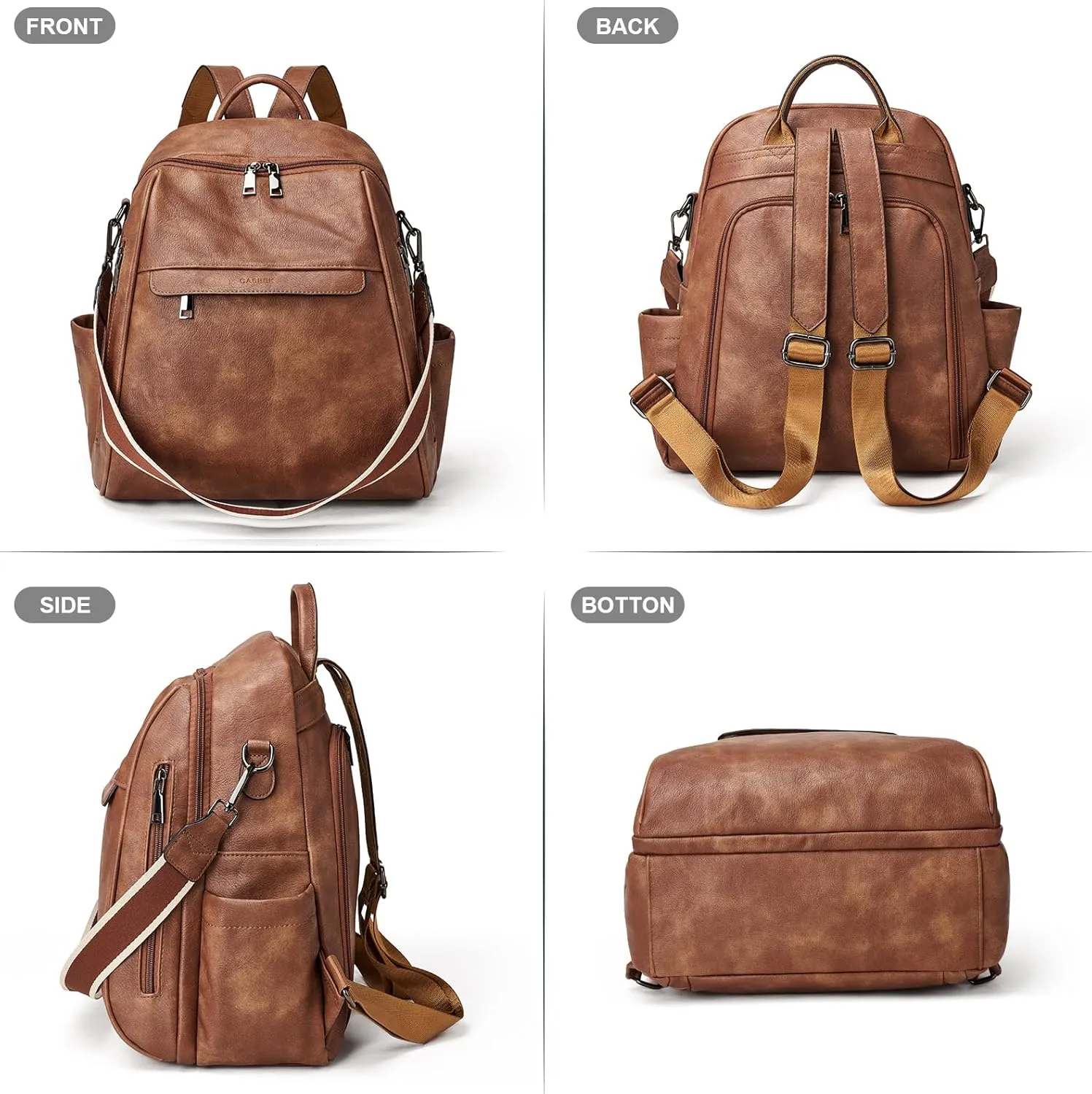 Womens Backpack Purse Leather: Fashion Convertible Ladies Shoulder Bag Travel Women Backpack Purse with Wristlet