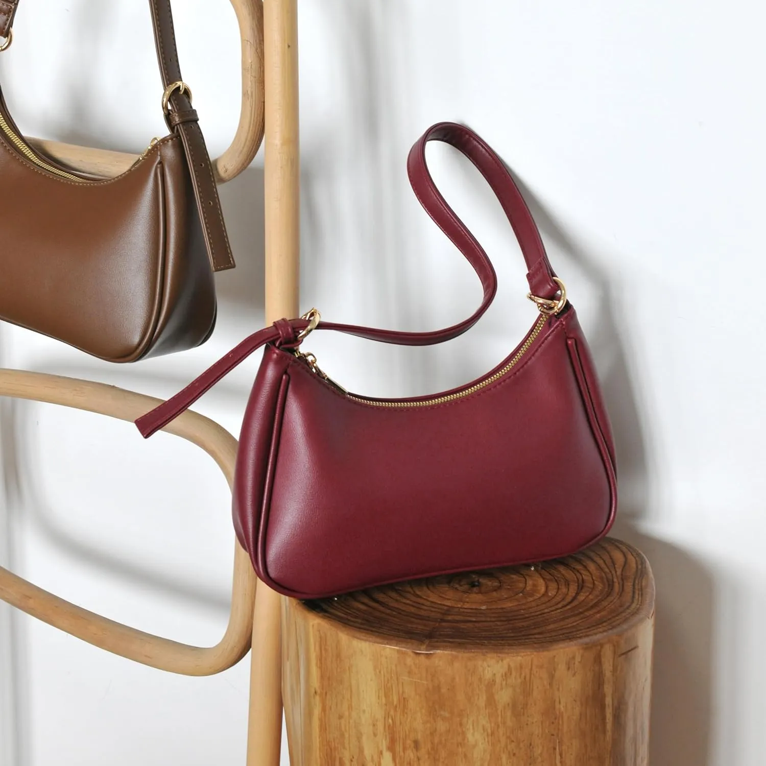 Women's Crescent Shoulder Bag Vegan Leather Chain Cross body bag Convertible Handbag