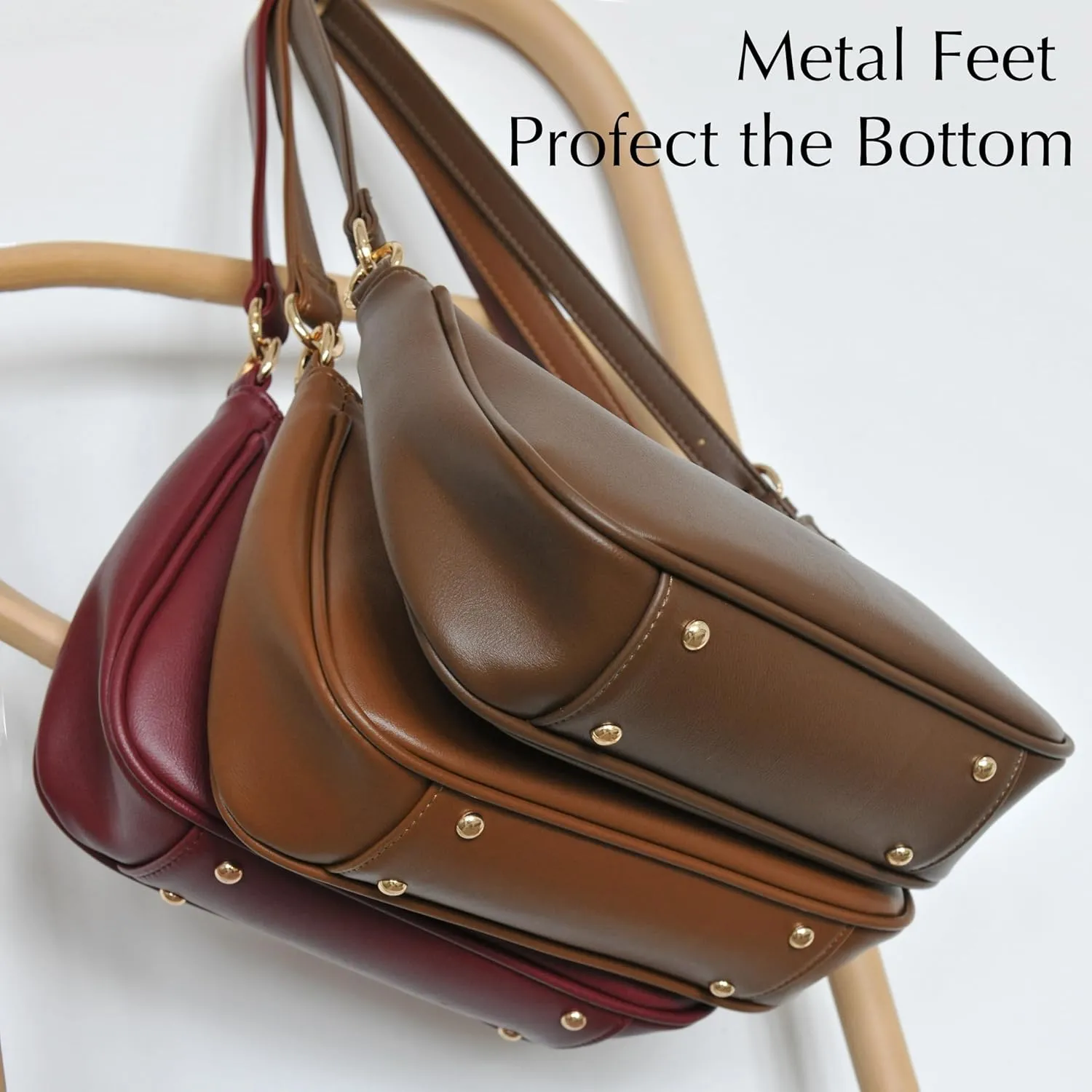 Women's Crescent Shoulder Bag Vegan Leather Chain Cross body bag Convertible Handbag