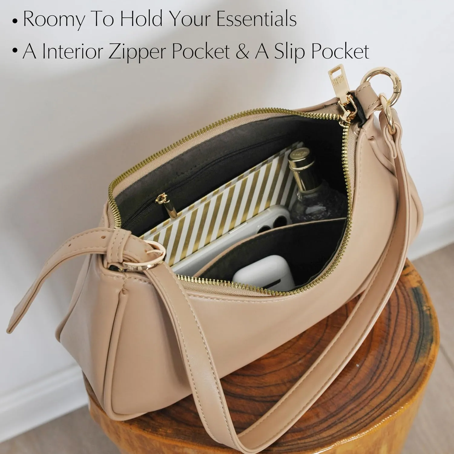 Women's Crescent Shoulder Bag Vegan Leather Chain Cross body bag Convertible Handbag