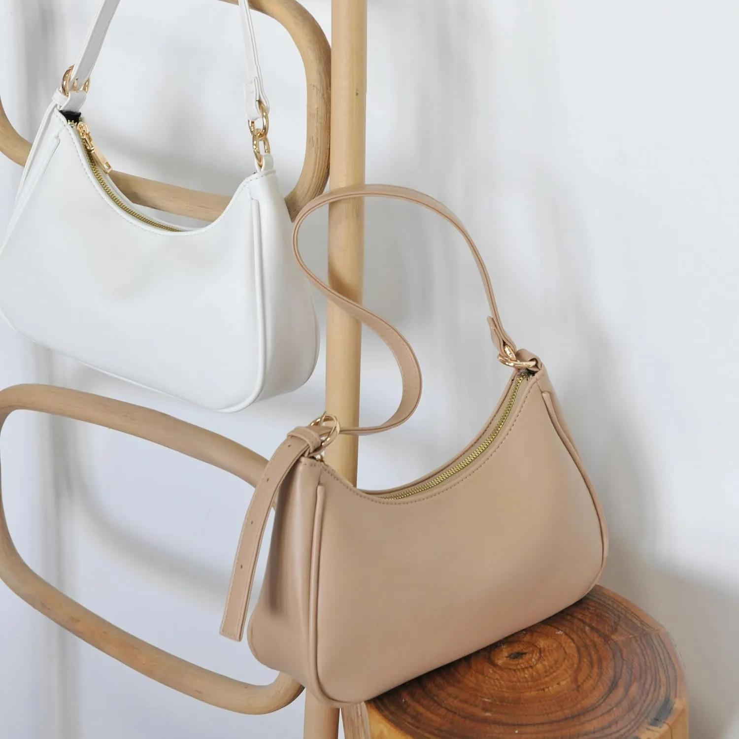 Women's Crescent Shoulder Bag Vegan Leather Chain Cross body bag Convertible Handbag