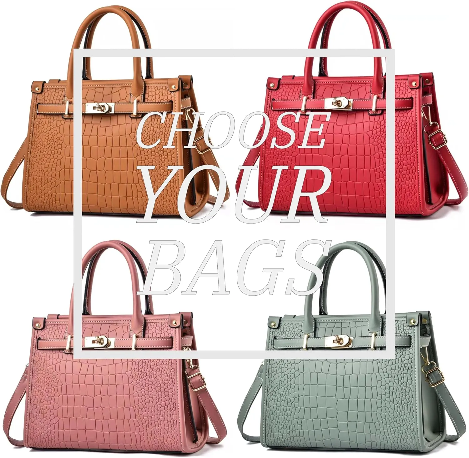 Women's Crocodile Satchel Handbag, Satchel Purse Shoulder Handbag, Top Handle Tote Handbags