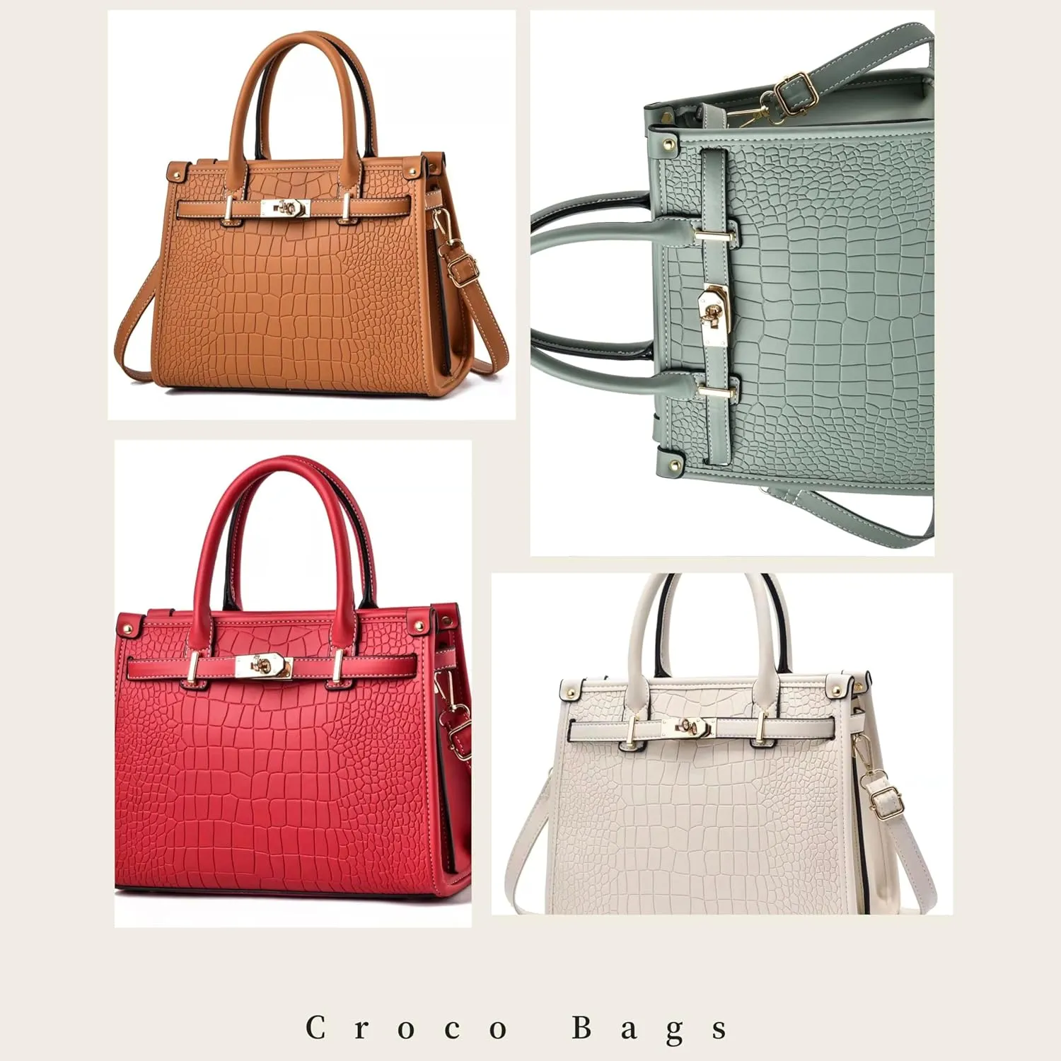 Women's Crocodile Satchel Handbag, Satchel Purse Shoulder Handbag, Top Handle Tote Handbags