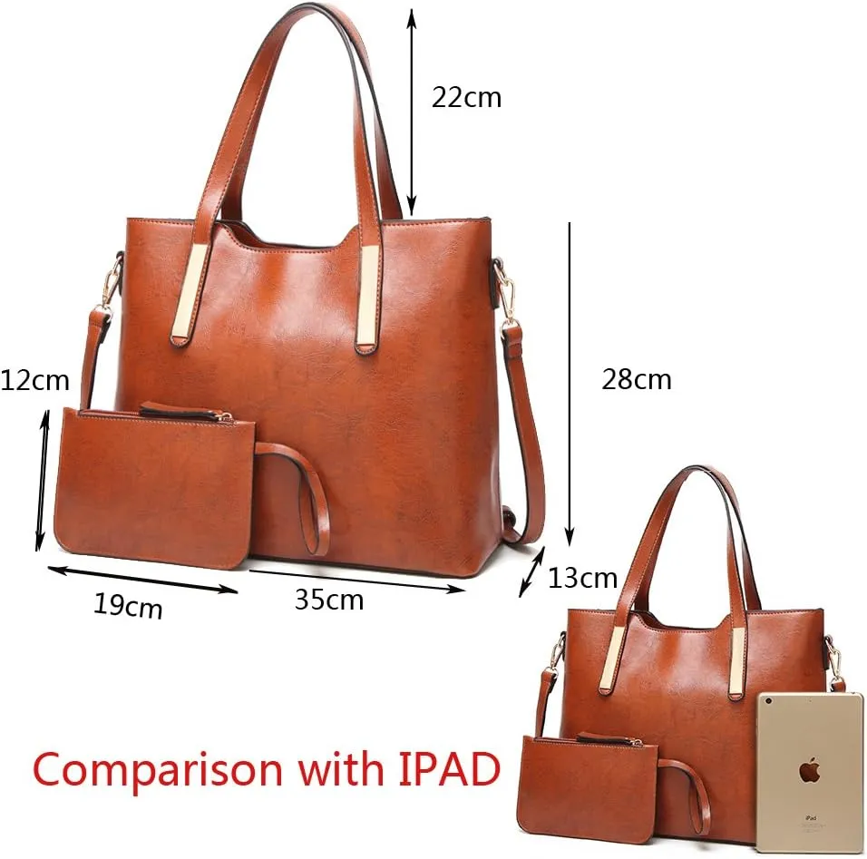 Women's Designer Handbags Satchel Bags Top Handle Purse Shoulder Bag w/Matching Wallet 2 PCS Set