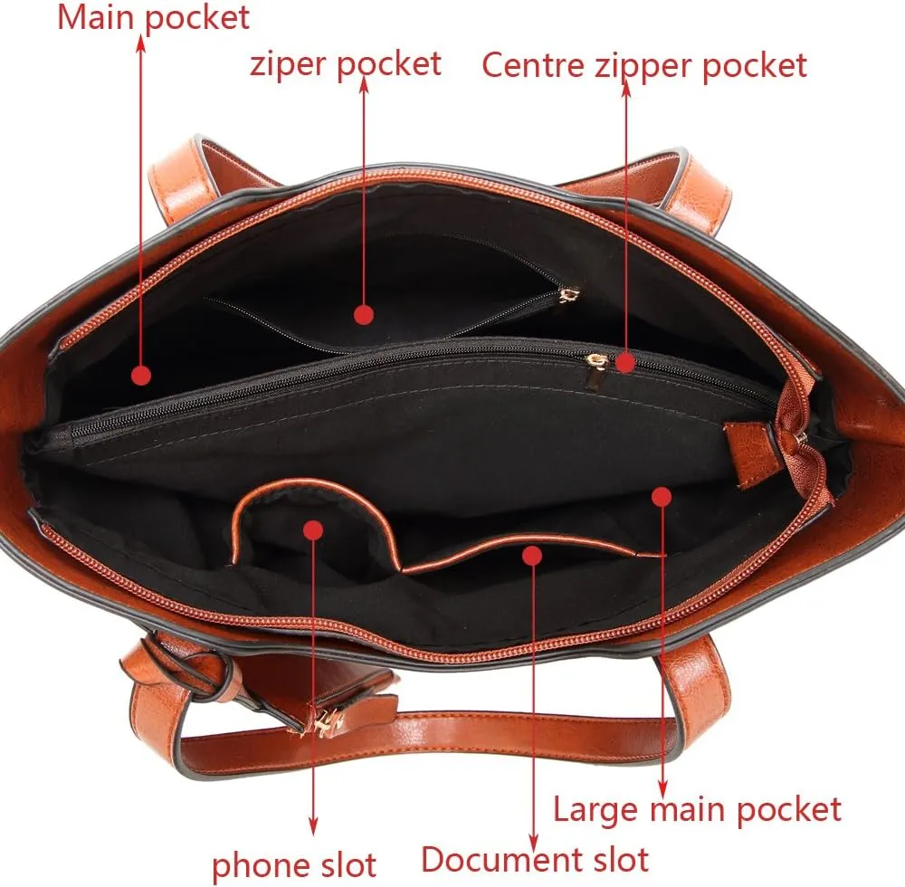 Women's Designer Handbags Satchel Bags Top Handle Purse Shoulder Bag w/Matching Wallet 2 PCS Set