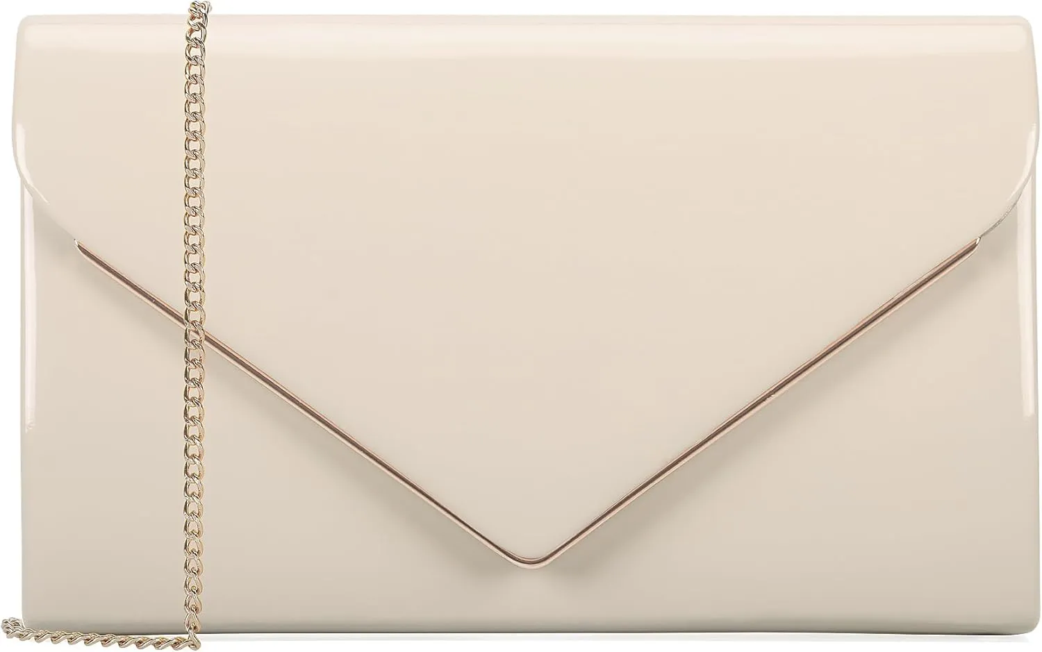 Women's Evening Clutch Bags for Formal Cocktail Prom Wedding Party Patent Leather Dressy Foldover Purse
