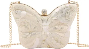 Womens Exquisite Butterfly Evening Bag Embroidery Floral Clutch Purse Party Wedding Prom Handbag Shoulder Bag