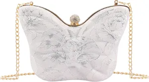 Womens Exquisite Butterfly Evening Bag Embroidery Floral Clutch Purse Party Wedding Prom Handbag Shoulder Bag