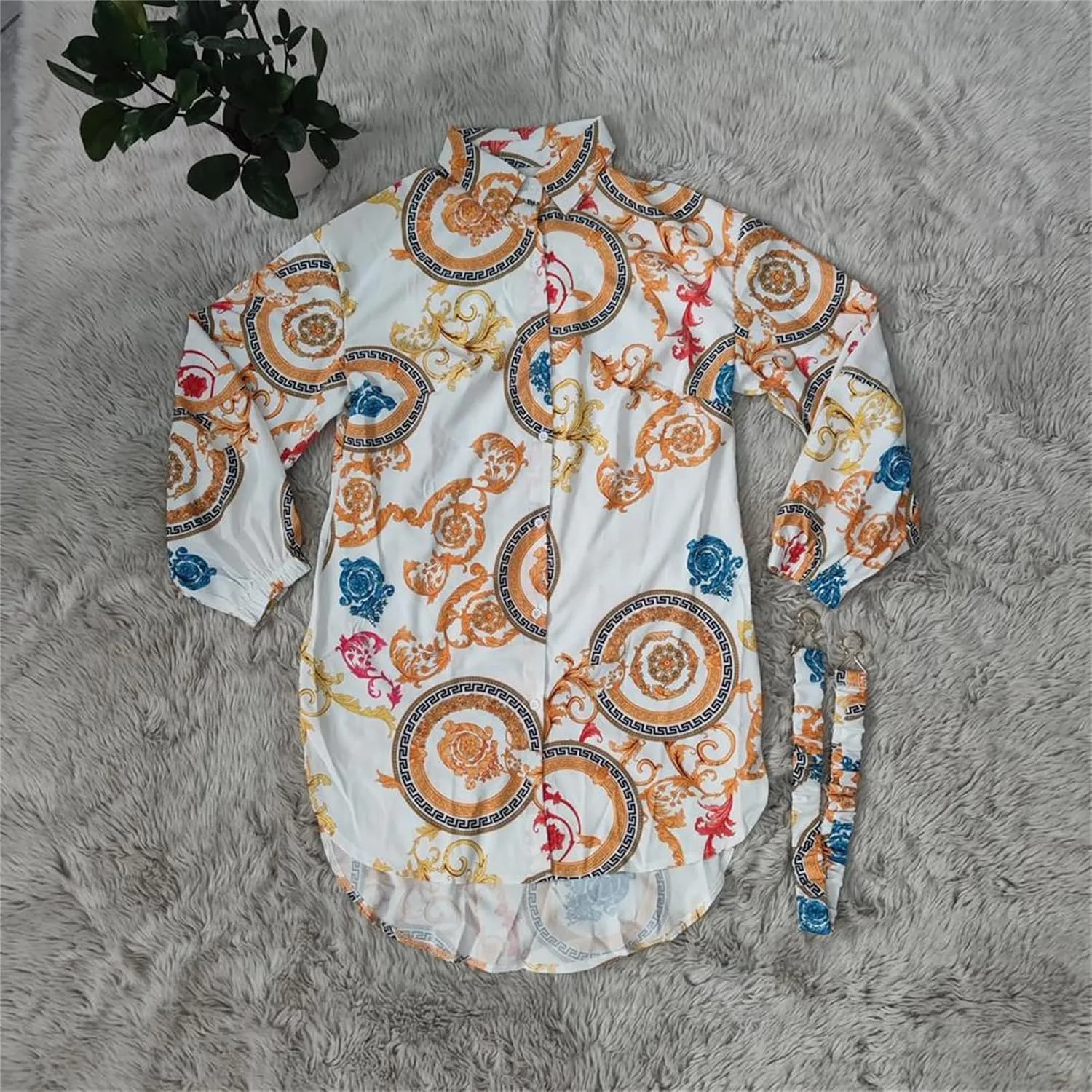 Women's Floral Button Down Shirt Dresses Casual Oversized Long Sleeve Button up Blouses Tops Mini Dress
