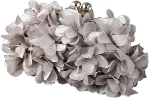 Women's Floral Satin Evening Clutch Bag with Detachable Metal Chain for Wedding, Party, Prom - Shoulder/Crossbody/Handheld