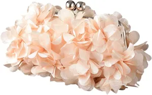 Women's Floral Satin Evening Clutch Bag with Detachable Metal Chain for Wedding, Party, Prom - Shoulder/Crossbody/Handheld