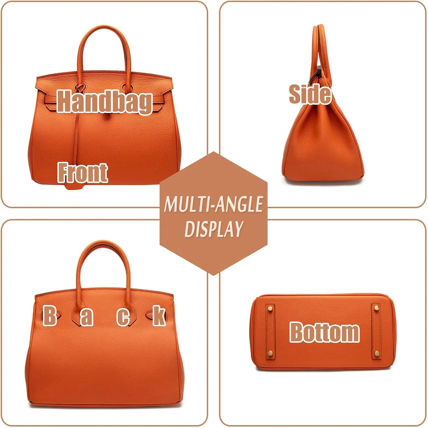 Women's Genuine Leather Top Handle Bag - Convertible Tote, Shoulder & Crossbody Purse for Work Travel, Multipurpose Handbag
