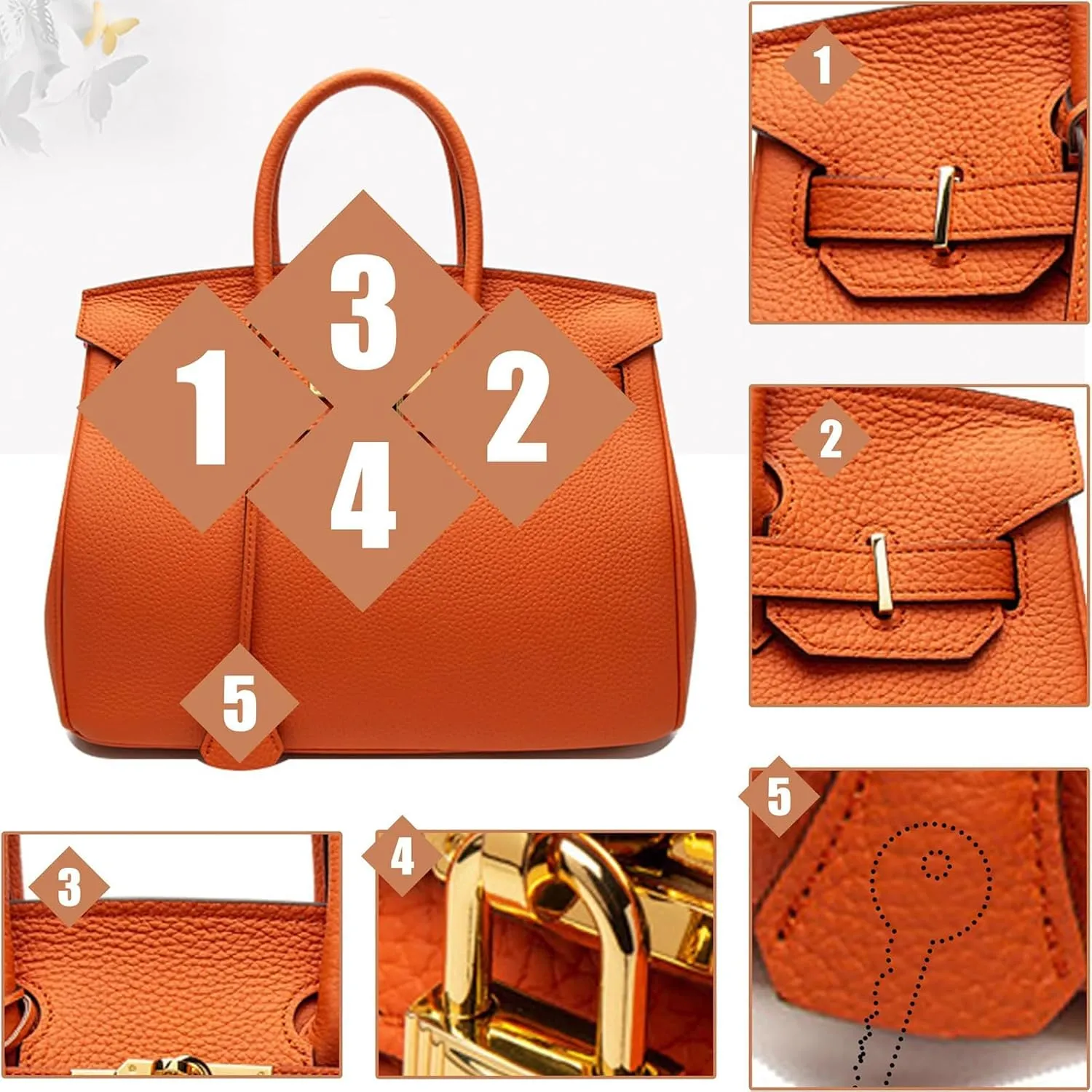 Women's Genuine Leather Top Handle Bag - Convertible Tote, Shoulder & Crossbody Purse for Work Travel, Multipurpose Handbag