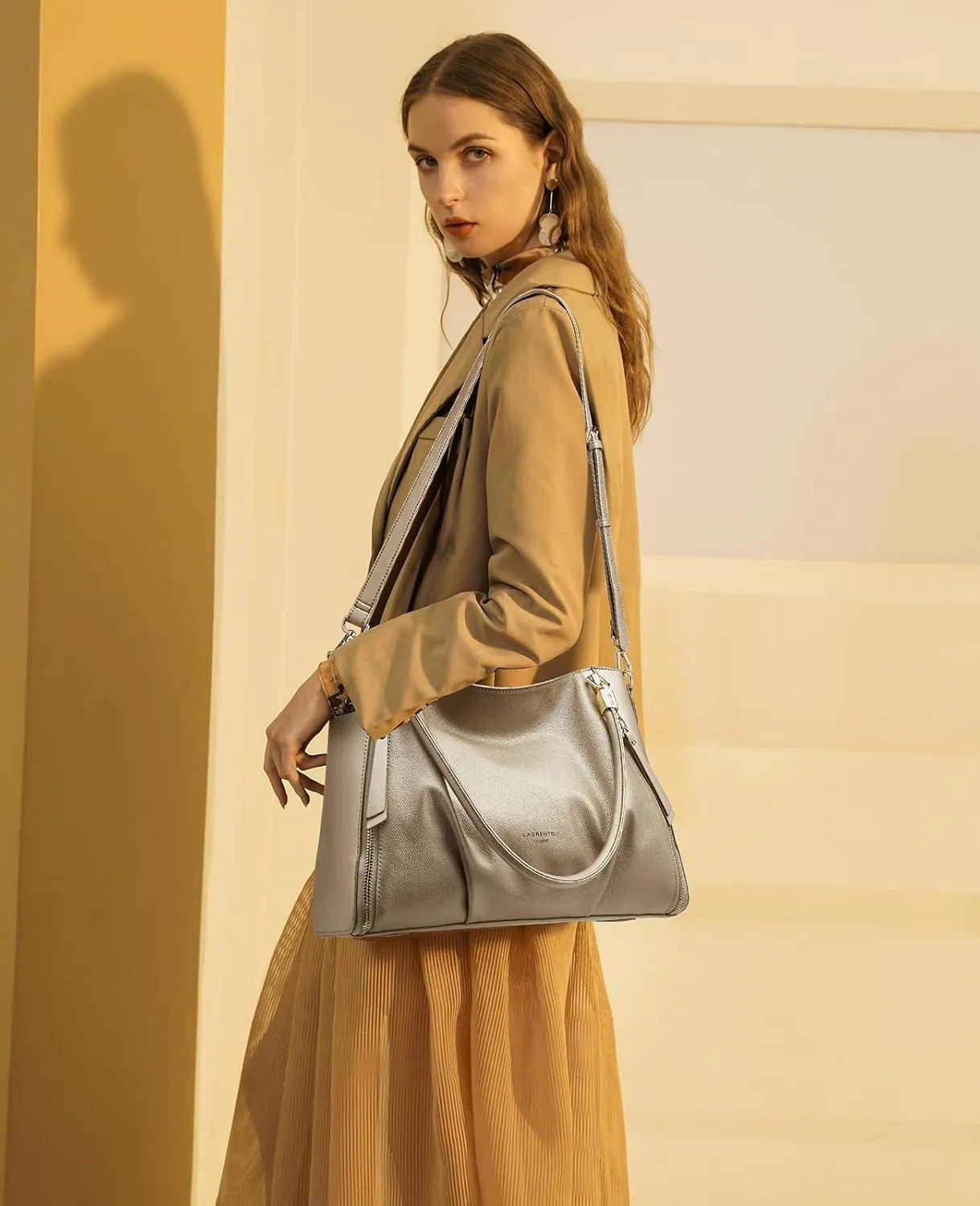 Women's Genuine Leather Tote Handbag, Top-handle Purse and Handbags for Women Satchel Large Shoulder Bag