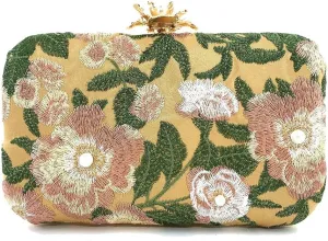 Womens Handmade Embroidery Beaded Evening Clutch Bag Vintage Pearls Handbag Purse for Wedding Prom Cocktail Party