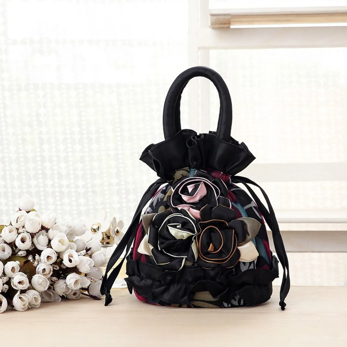 Womens Ladies Handbag Drawstring Bucket Bag Coin Purses Key Bags Cash Money Phone Pouches