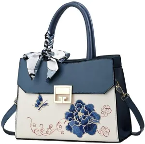 Women's Large Capacity New Embroidered Handbag With Floral Design