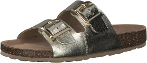 Women's Leather Patent Mules, platinum, 5 Women