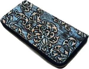 Women's Long Leather Wallet, Vintage Embossed Women's Zipper Wallet, Cell Phone Bag, Clutch Bag