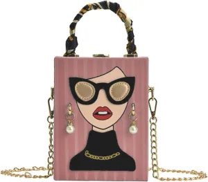 Womens Novelty 3D Lady Face Shoulder Bags PU Leather Top Handle Satchel Handbags Clutch Purse Crossbody Phone Wallet