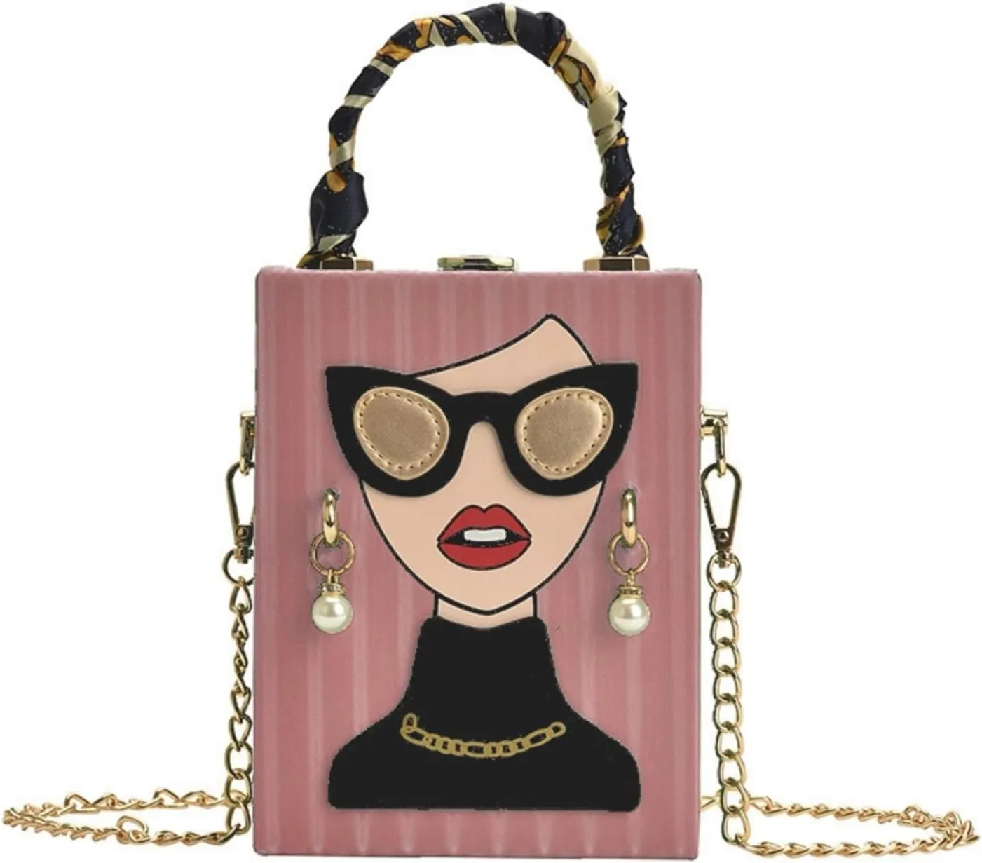 Womens Novelty 3D Lady Face Shoulder Bags PU Leather Top Handle Satchel Handbags Clutch Purse Crossbody Phone Wallet