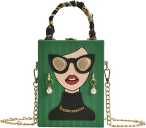 Womens Novelty 3D Lady Face Shoulder Bags PU Leather Top Handle Satchel Handbags Clutch Purse Crossbody Phone Wallet