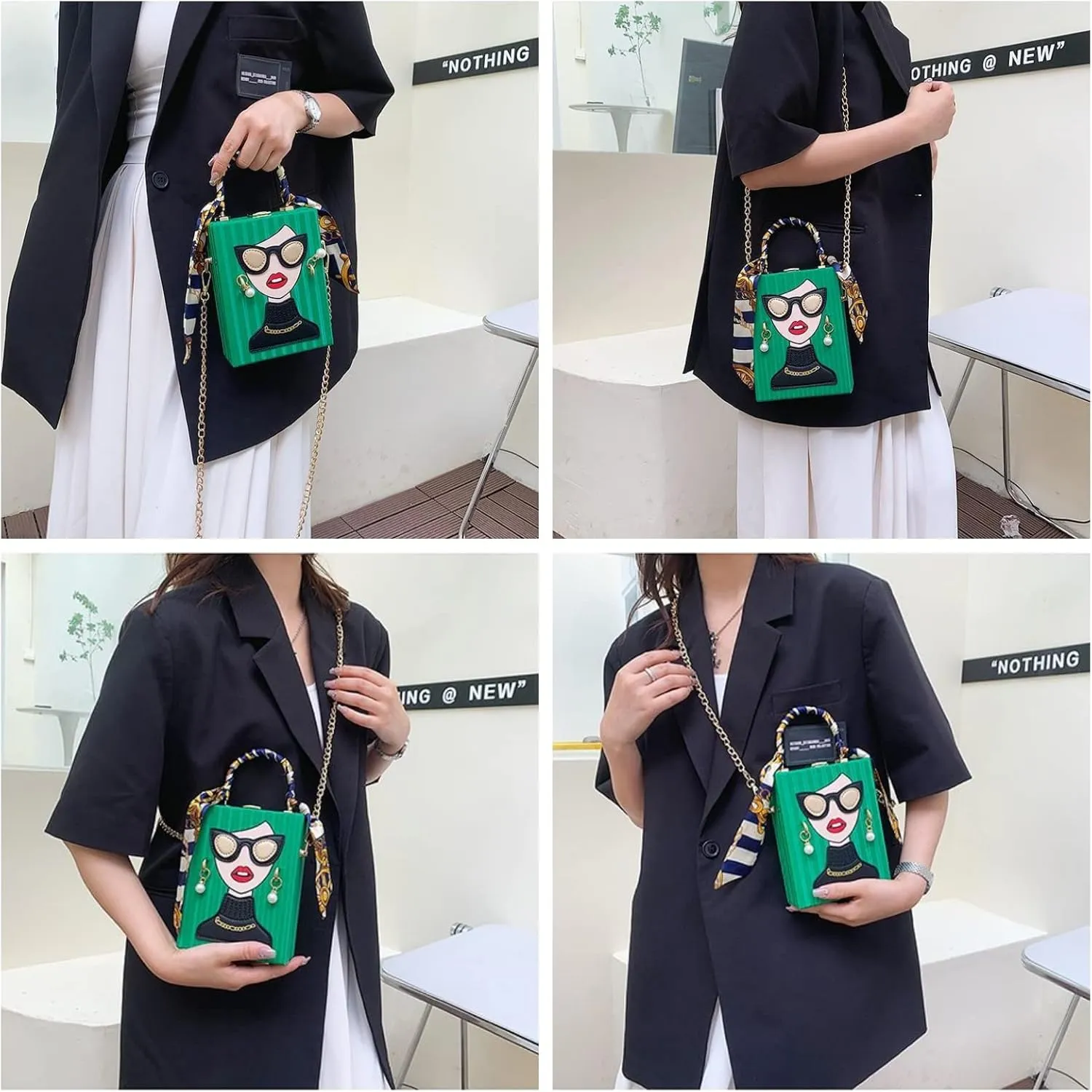 Womens Novelty 3D Lady Face Shoulder Bags PU Leather Top Handle Satchel Handbags Clutch Purse Crossbody Phone Wallet