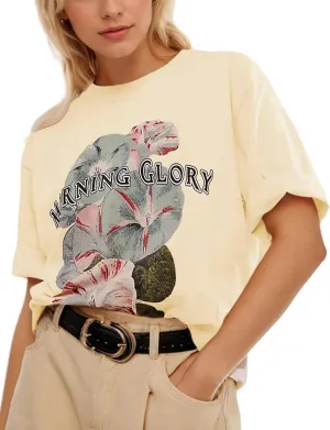 Women's Oversized Vintage Floral Graphic Tops with Ruffle Hem Y2K Retro Baggy Tee Summer Casual Streetwear T-Shirt
