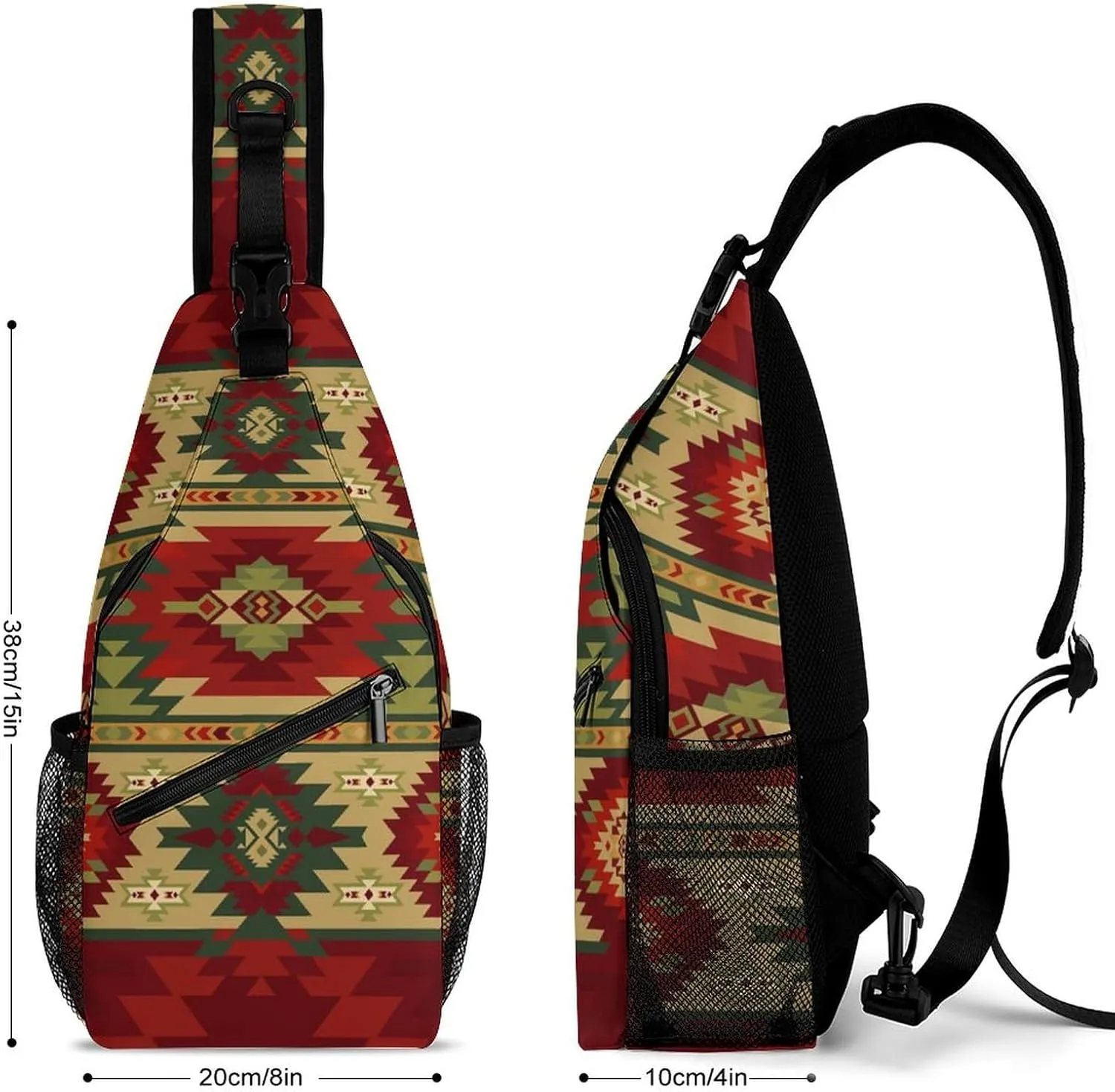 Womens Shoulder Chest Sling Bags Compatible with Tribal Ethnic Aztec Native American Decor Backpacks Fashion Casual Pack Crossbody Bags Daypack Multipurpose for Travel Outdoors Running
