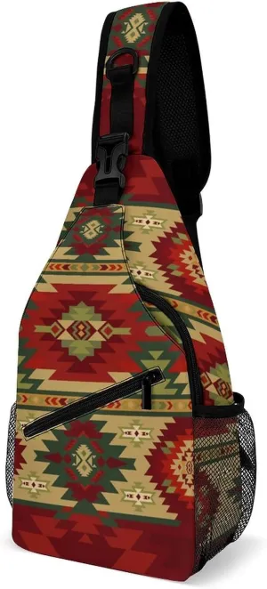 Womens Shoulder Chest Sling Bags Compatible with Tribal Ethnic Aztec Native American Decor Backpacks Fashion Casual Pack Crossbody Bags Daypack Multipurpose for Travel Outdoors Running
