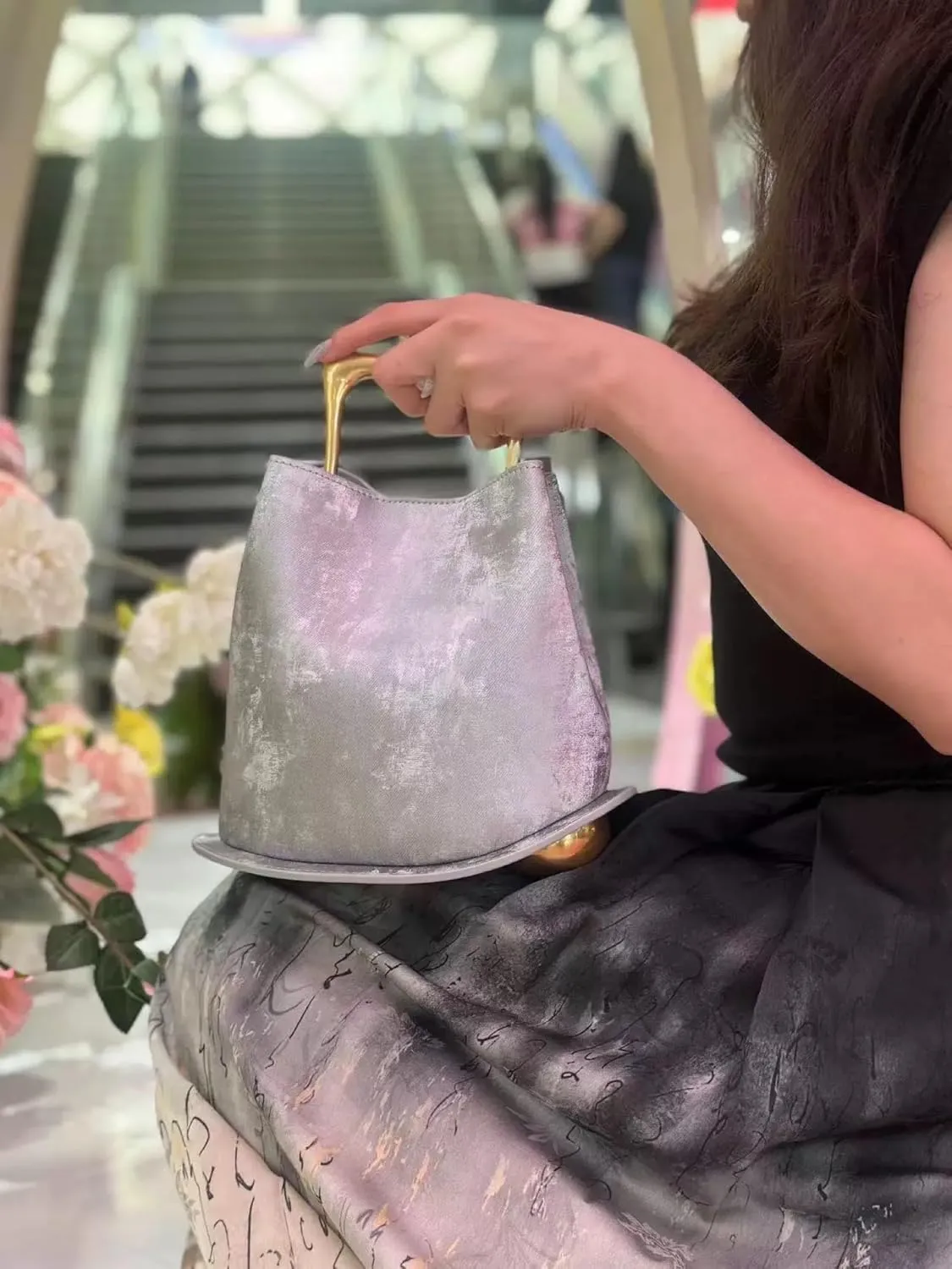 Women's Silk Bucket Bag, Personalized Handbag, Creative Vegetable Basket, One Shoulder Crossbody