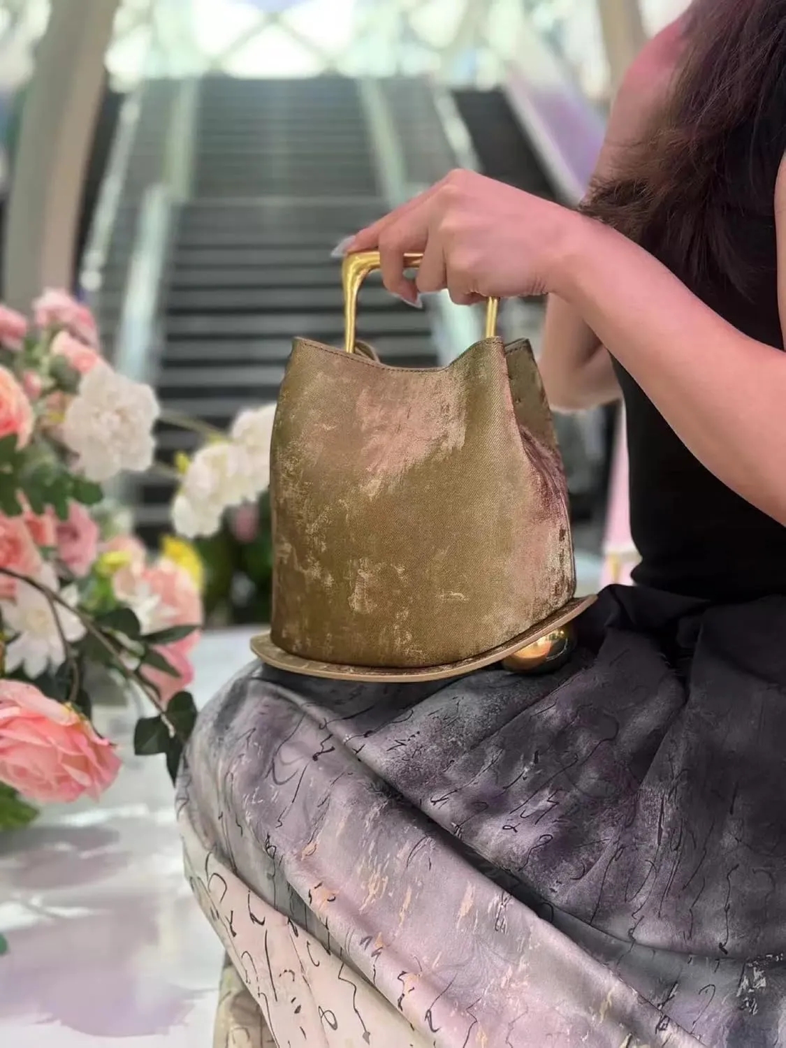Women's Silk Bucket Bag, Personalized Handbag, Creative Vegetable Basket, One Shoulder Crossbody